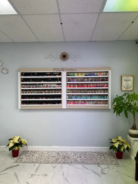 Wall of nail polish colors inside Beauty Nails Spa